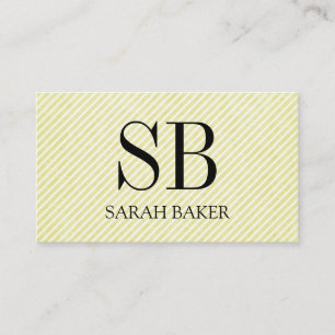 Stripes and Script Monogram Business Card
