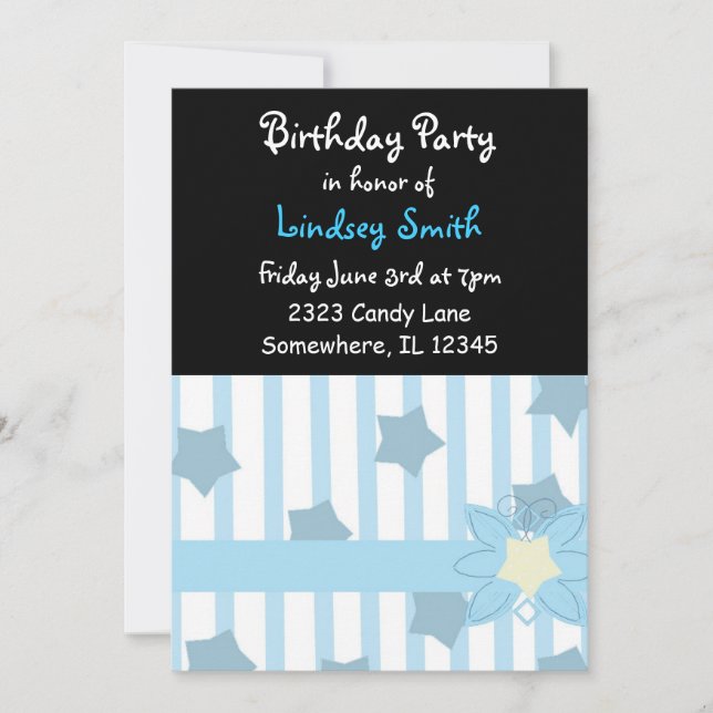 Stripes and Stars Birthday Invitation (Front)