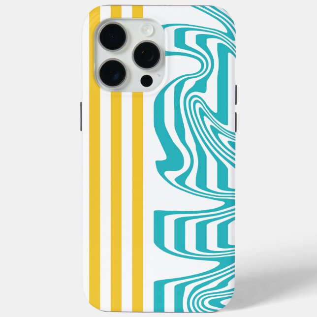 Stripes and Swirls in Turquoise and Yellow Case-Mate iPhone Case (Back)
