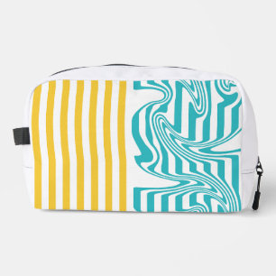 Stripes and Swirls in Turquoise and Yellow Dopp Kit