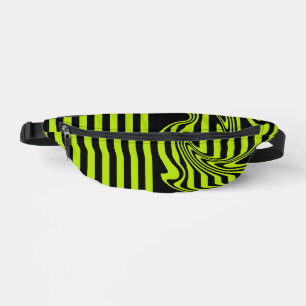 Stripes and Swirls - Lime Green and Black Bum Bags