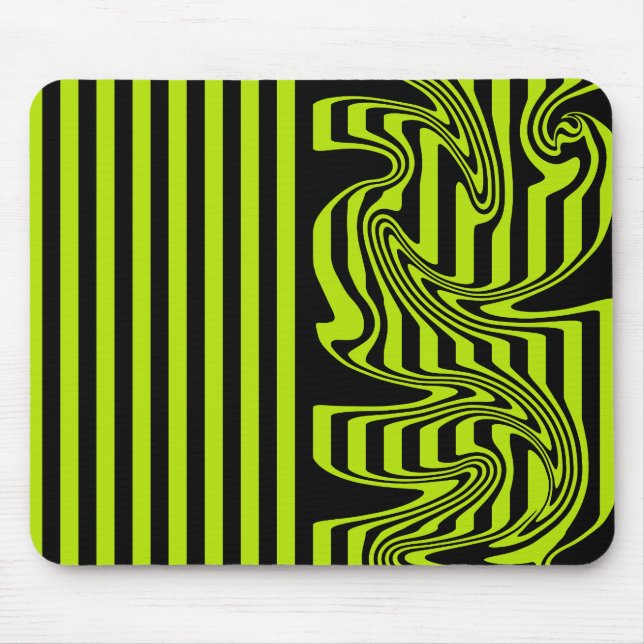 Stripes and Swirls - Lime Green and Black Mouse Pad (Front)