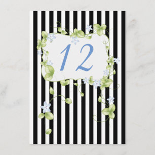 Stripes and Vines Wedding Reception Table Number