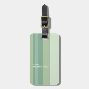 Stripes and Words on Pastel Thistle Green Luggage Tag