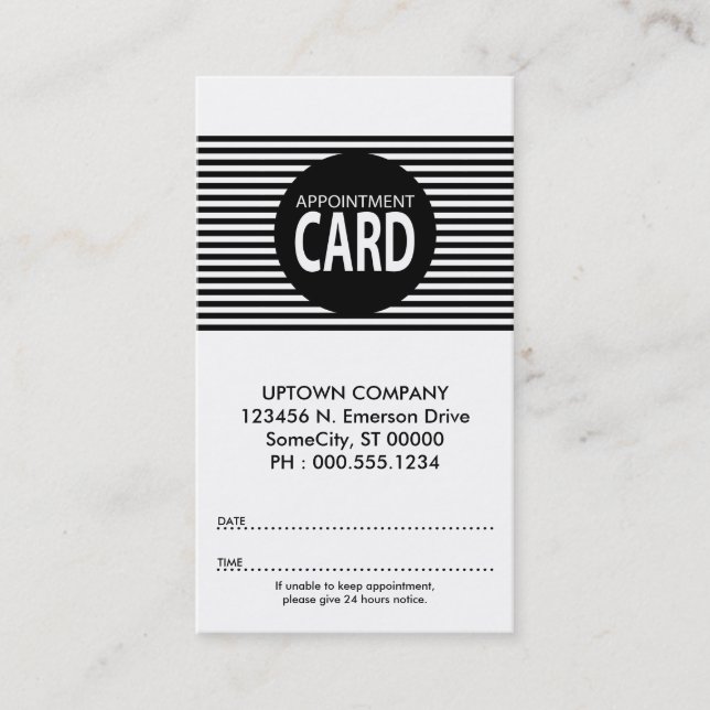 stripes appointment card (Front)