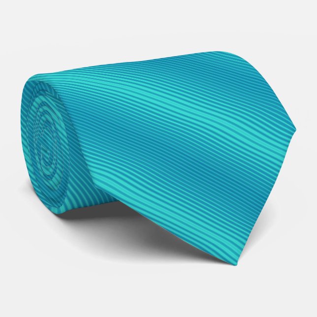 Stripes - Aqua Turquoise Cyan Blue Tie (Rolled)