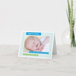 Stripes B Photo Announcement Notecard