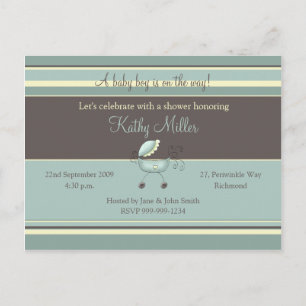 Stripes Baby Shower Invitation (Boy) Postcard