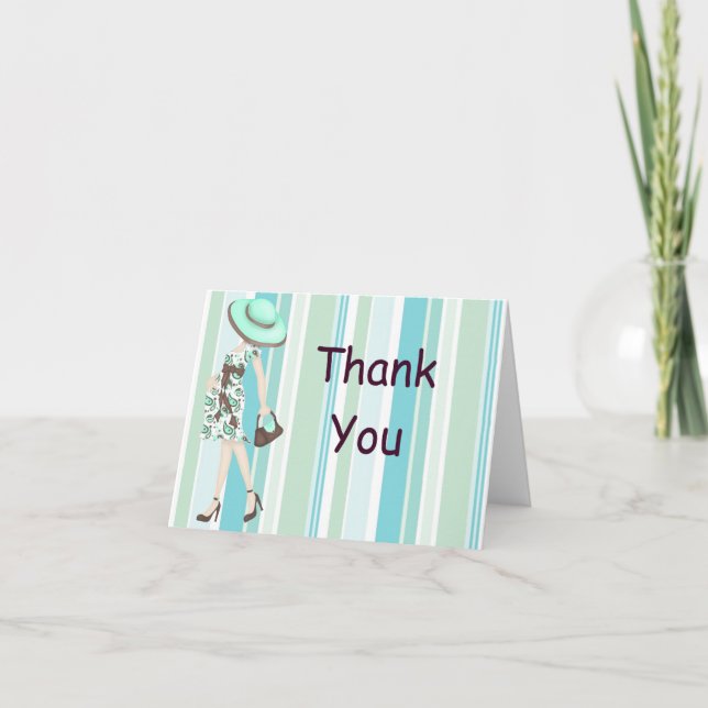 Stripes Baby Shower Thank You Notecard (CA) (Front)
