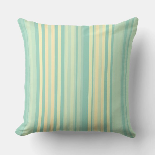 Stripes Beachy Blues and Wheat Blends Cushion (Front)