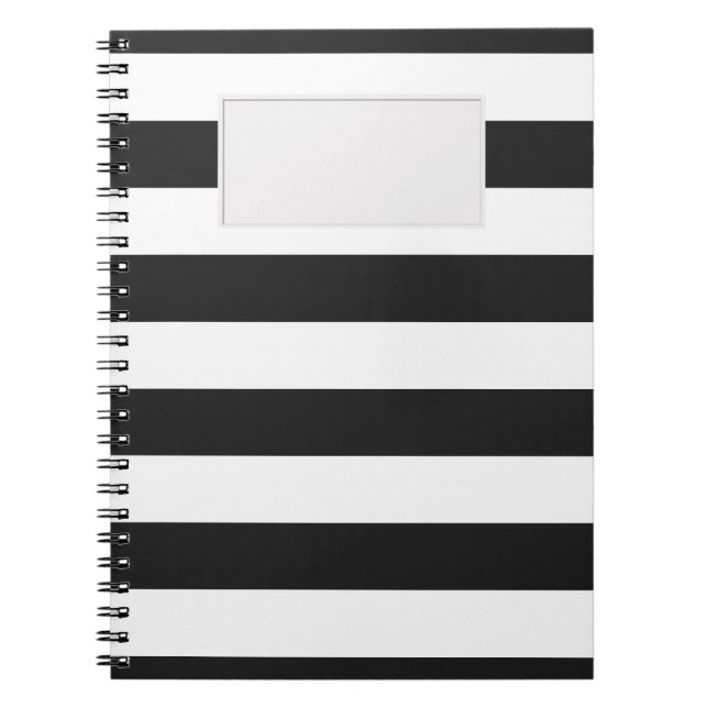 STRIPES Black on any Colour Spiral Notebook (Front)