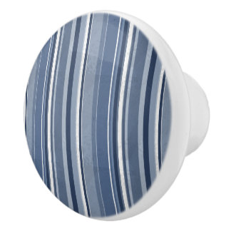 Stripes Blue Ceramic Knob