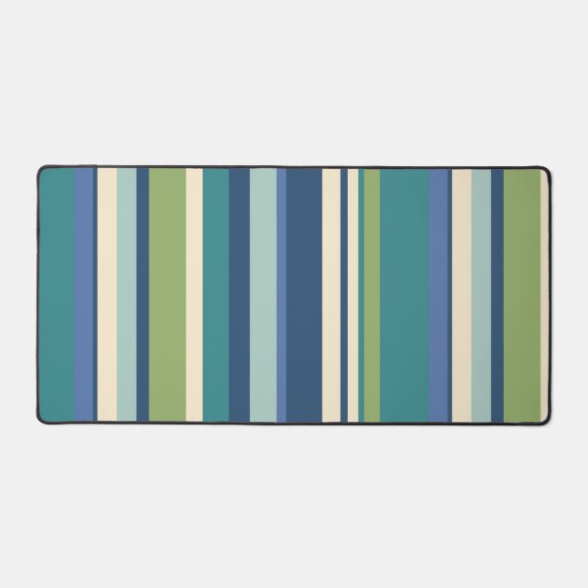 Stripes Blue Green Desk Mat (Front)