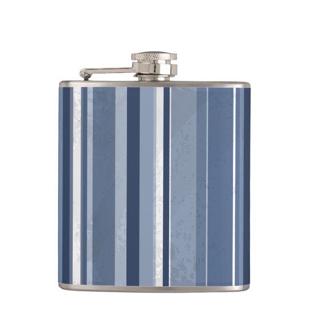 Stripes Blue Hip Flask (Front)