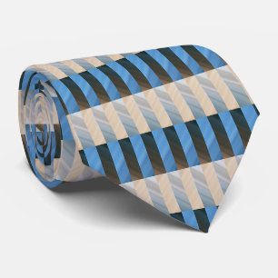 Stripes - Blue Silver Gold Beige Tie