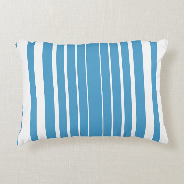 Stripes Blue White Vertical  Decorative Cushion (Front)