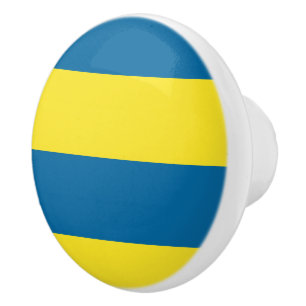 Stripes   Blue & Yellow   Customisable Ceramic Knob