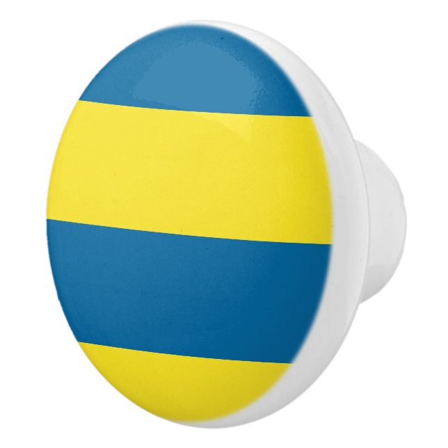 Stripes | Blue & Yellow | Customisable Ceramic Knob (Right)