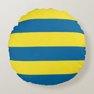 Stripes   Blue & Yellow   Customisable Round Cushion