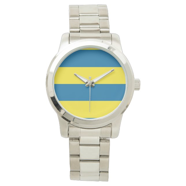 Stripes | Blue & Yellow | Customisable Watch (Front)