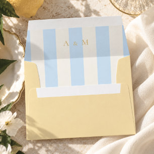 Stripes Blue & Yellow Monogram Wedding Envelope