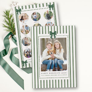 Stripes Bow Green Christmas Year Review Photos Holiday Card