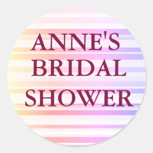 Stripes Bridal Shower Classic Round Sticker