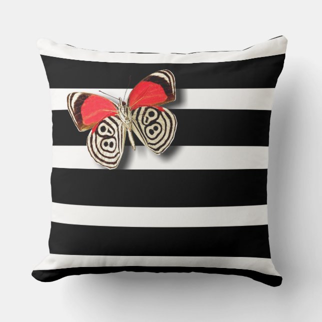 Stripes & Butterflies Cushion (Front)