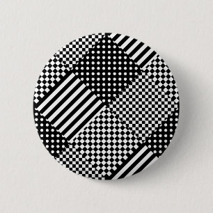 Stripes Check Harlequin Polka Dots Mixed Design 6 Cm Round Badge