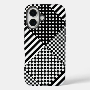 Stripes Check Harlequin Polka Dots Mixed Design iPhone 16 Case