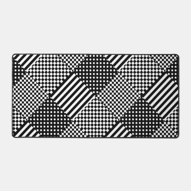 Stripes Check Harlequin Polka Dots Mixed Design Desk Mat (Front)