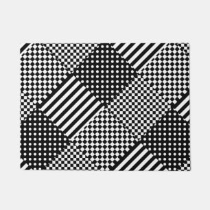 Stripes Check Harlequin Polka Dots Mixed Design Doormat
