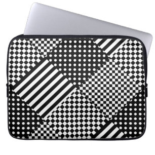 Stripes Check Harlequin Polka Dots Mixed Design Laptop Sleeve