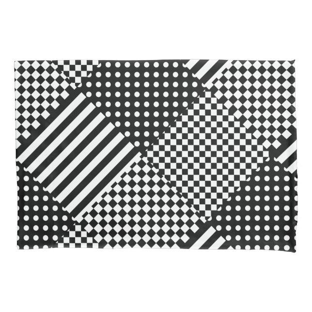 Stripes Check Harlequin Polka Dots Mixed Design Pillowcase (Front)