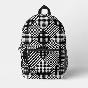 Stripes Check Harlequin Polka Dots Mixed Design Printed Backpack