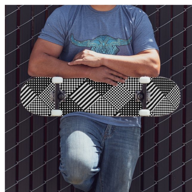 Stripes Check Harlequin Polka Dots Mixed Design Skateboard (Creator Uploaded)