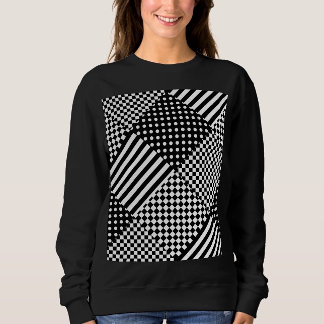 Stripes Check Harlequin Polka Dots Mixed Design Sweatshirt (Front)