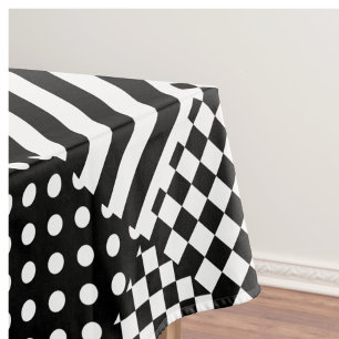 Stripes Check Harlequin Polka Dots Mixed Design Tablecloth