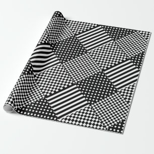 Stripes Check Harlequin Polka Dots Mixed Design Wrapping Paper