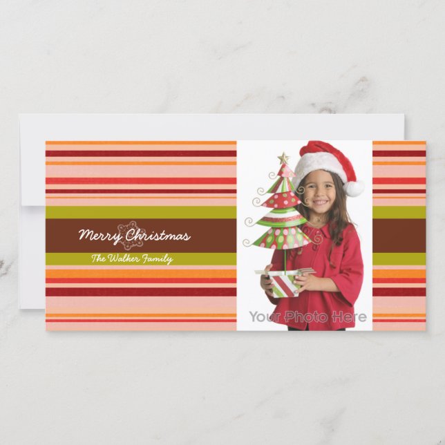Stripes christmas holiday photo card (Front)