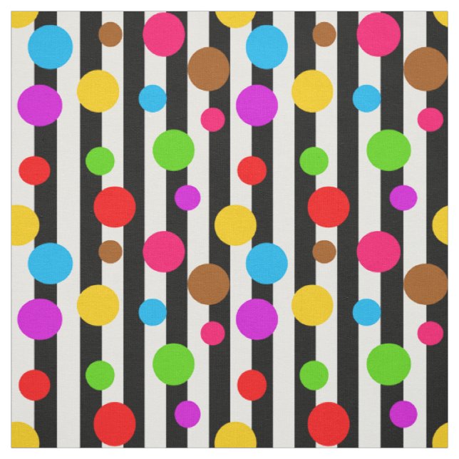 Stripes Colourful Polka-dots Design Fabric (Swatch)