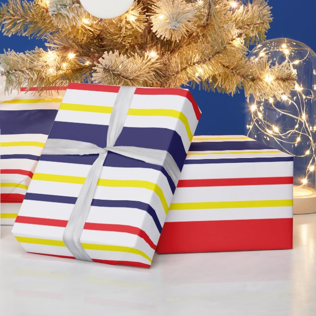 Stripes Colourful Summer Striped Pattern Wrapping Paper (Holidays)
