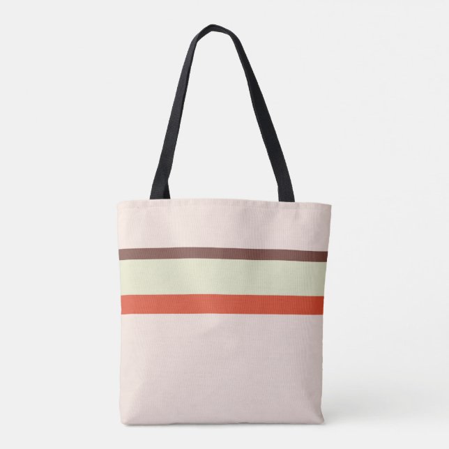 Stripes design natural pink brown red green tote bag (Back)
