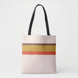 Stripes design natural pink red brown yellow tote bag