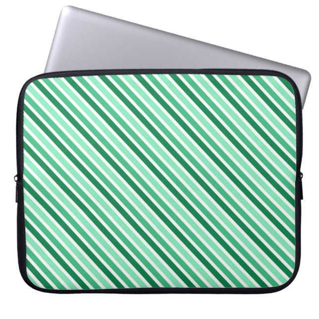 Stripes Designer Laptop Sleeve:Green Laptop Sleeve (Front)