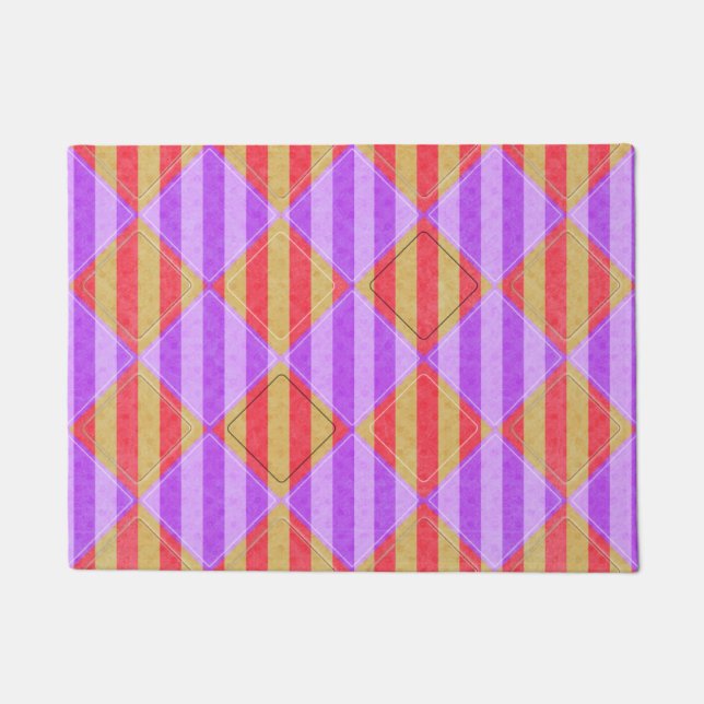 Stripes, Diamonds, Spot Pattern by Shirley Taylor Doormat (Front)