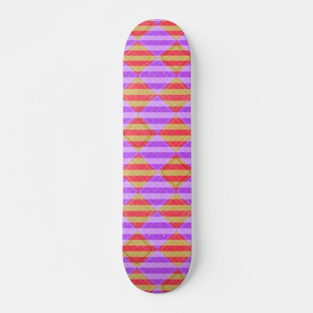 Stripes, Diamonds, Spot Pattern by Shirley Taylor Skateboard (Front)