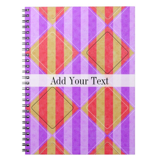 Stripes, Diamonds, Spot Pattern by Shirley Taylor Spiral Notebook (Front)
