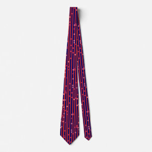 Stripes, Dots pattern Blue and Red Tie