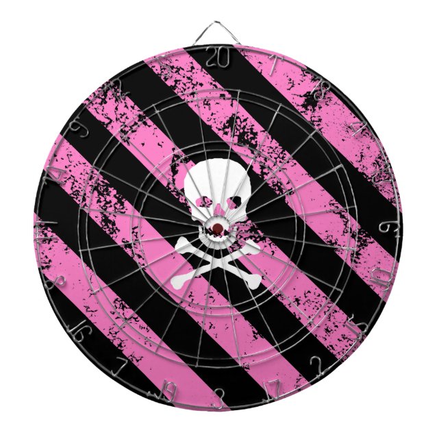 Stripes EMO cracked Skull and bones Dartboard (Front)